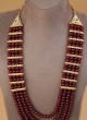 Four Layered Pearl Mala In Maroon Color